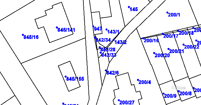Parcela st. 842/33 v KÚ Čekanice u Tábora, Katastrální mapa