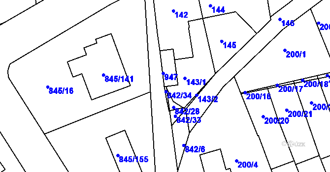 Parcela st. 842/34 v KÚ Čekanice u Tábora, Katastrální mapa