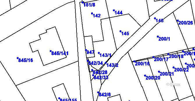 Parcela st. 143/1 v KÚ Čekanice u Tábora, Katastrální mapa