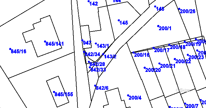 Parcela st. 143/2 v KÚ Čekanice u Tábora, Katastrální mapa