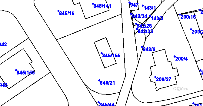 Parcela st. 845/155 v KÚ Čekanice u Tábora, Katastrální mapa