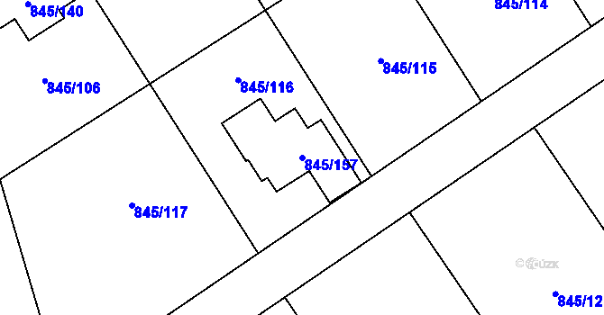 Parcela st. 845/157 v KÚ Čekanice u Tábora, Katastrální mapa