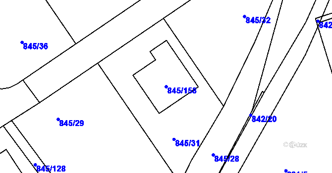 Parcela st. 845/158 v KÚ Čekanice u Tábora, Katastrální mapa