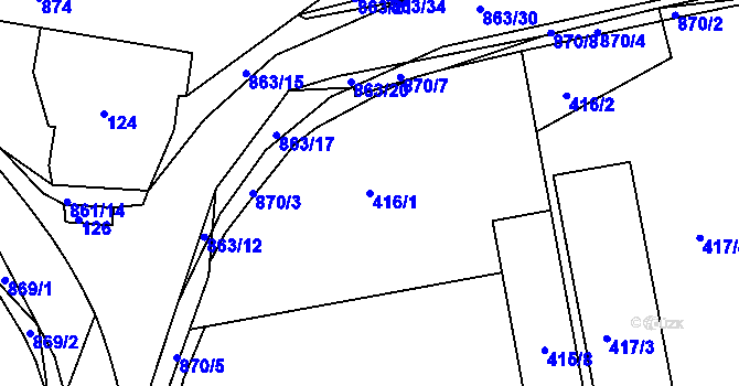 Parcela st. 416/1 v KÚ Čekanice u Tábora, Katastrální mapa