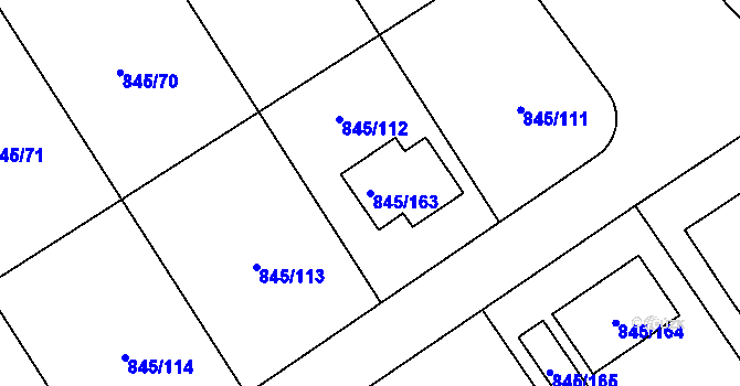 Parcela st. 845/163 v KÚ Čekanice u Tábora, Katastrální mapa