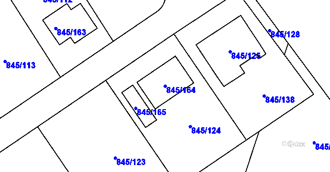Parcela st. 845/164 v KÚ Čekanice u Tábora, Katastrální mapa