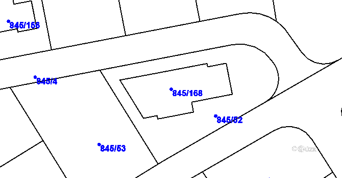 Parcela st. 845/168 v KÚ Čekanice u Tábora, Katastrální mapa