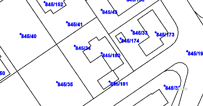 Parcela st. 845/180 v KÚ Čekanice u Tábora, Katastrální mapa