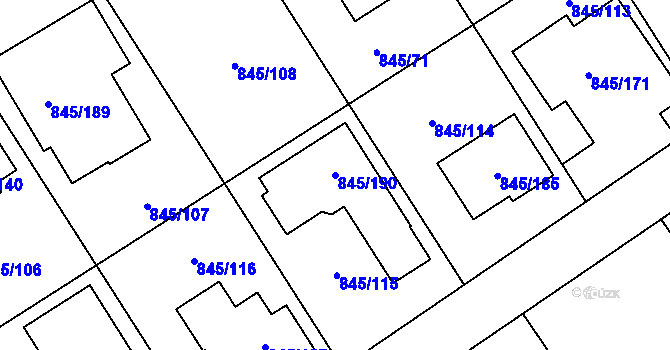 Parcela st. 845/190 v KÚ Čekanice u Tábora, Katastrální mapa