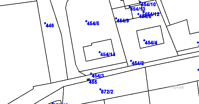 Parcela st. 454/14 v KÚ Čekanice u Tábora, Katastrální mapa