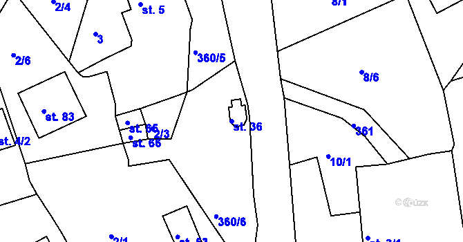 Parcela st. 36 v KÚ Stoklasná Lhota, Katastrální mapa