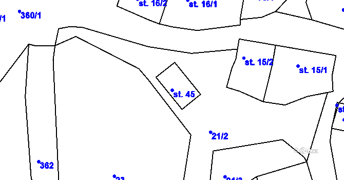 Parcela st. 45 v KÚ Stoklasná Lhota, Katastrální mapa
