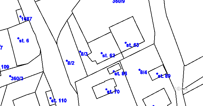 Parcela st. 62 v KÚ Stoklasná Lhota, Katastrální mapa