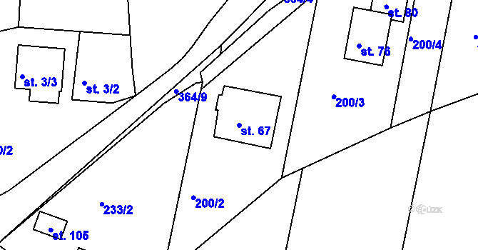 Parcela st. 67 v KÚ Stoklasná Lhota, Katastrální mapa