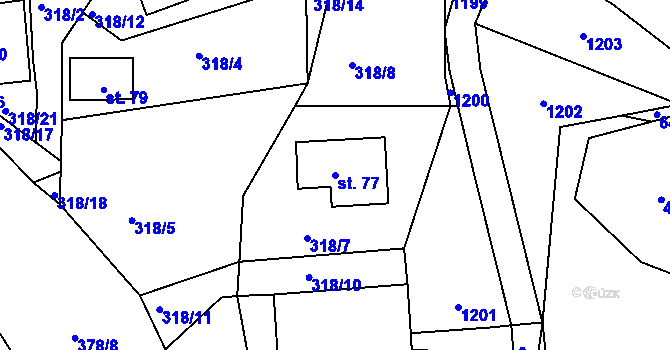 Parcela st. 77 v KÚ Stoklasná Lhota, Katastrální mapa