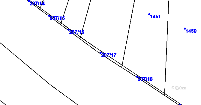 Parcela st. 207/17 v KÚ Stoklasná Lhota, Katastrální mapa
