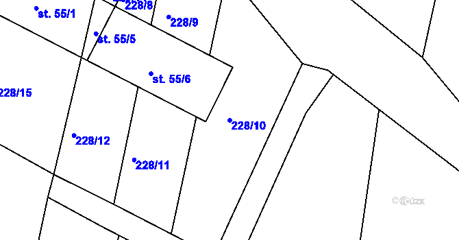 Parcela st. 228/10 v KÚ Stoklasná Lhota, Katastrální mapa