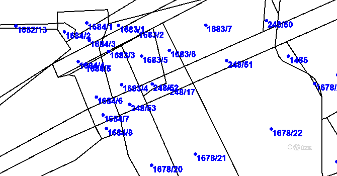 Parcela st. 248/17 v KÚ Stoklasná Lhota, Katastrální mapa