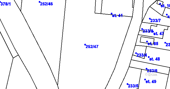Parcela st. 252/47 v KÚ Stoklasná Lhota, Katastrální mapa