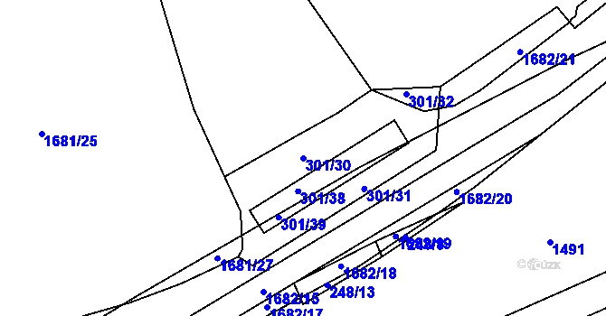 Parcela st. 301/30 v KÚ Stoklasná Lhota, Katastrální mapa
