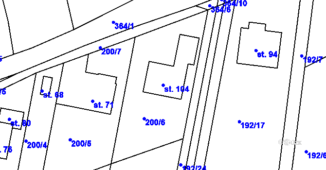 Parcela st. 104 v KÚ Stoklasná Lhota, Katastrální mapa