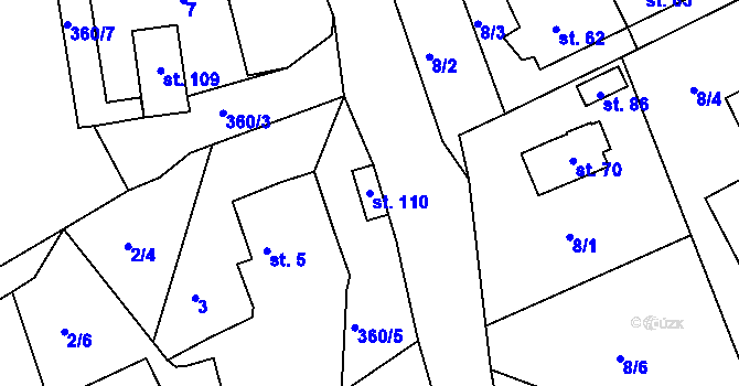 Parcela st. 110 v KÚ Stoklasná Lhota, Katastrální mapa