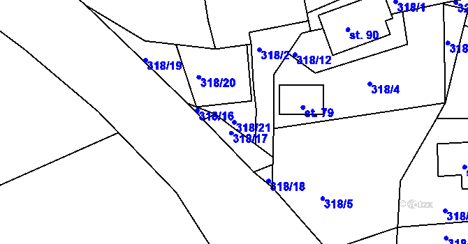 Parcela st. 318/21 v KÚ Stoklasná Lhota, Katastrální mapa