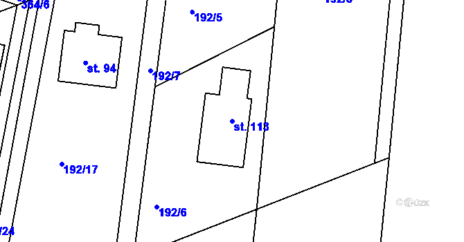Parcela st. 113 v KÚ Stoklasná Lhota, Katastrální mapa