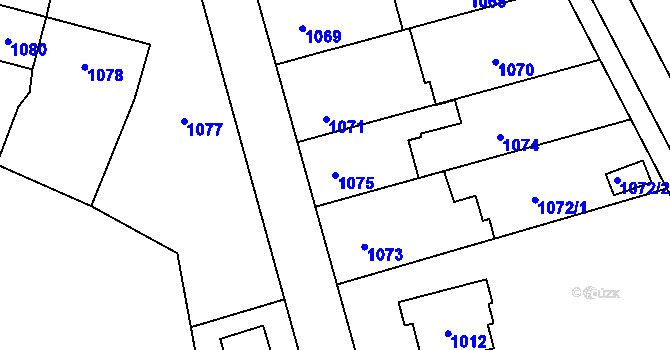 Parcela st. 1075 v KÚ Čekyně, Katastrální mapa