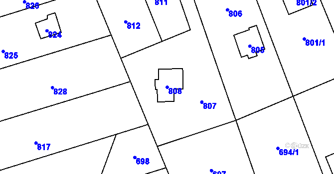 Parcela st. 808 v KÚ Čekyně, Katastrální mapa