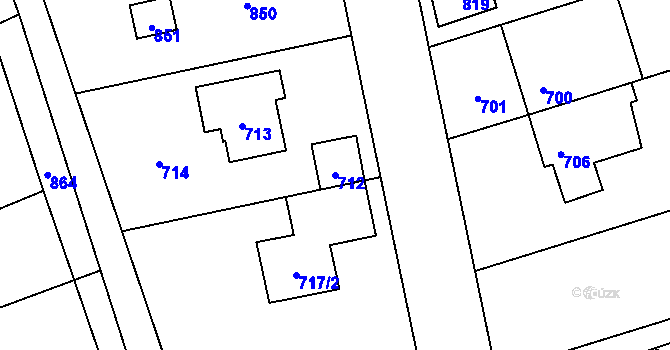 Parcela st. 712 v KÚ Čekyně, Katastrální mapa