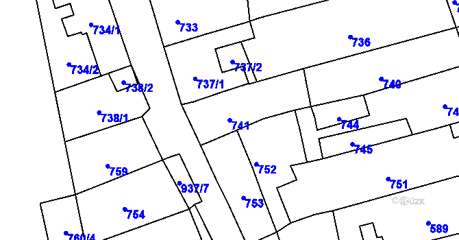 Parcela st. 741 v KÚ Čekyně, Katastrální mapa
