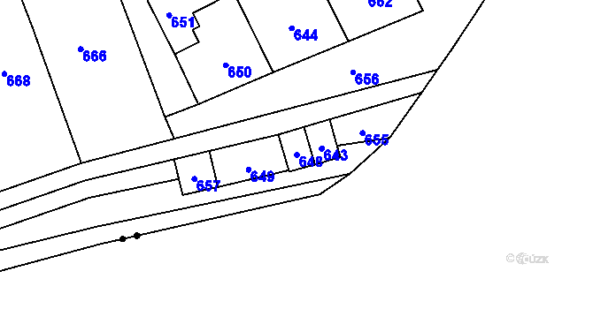 Parcela st. 648 v KÚ Čekyně, Katastrální mapa