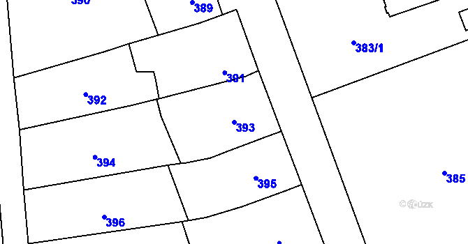 Parcela st. 393 v KÚ Čekyně, Katastrální mapa