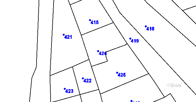 Parcela st. 424 v KÚ Čekyně, Katastrální mapa