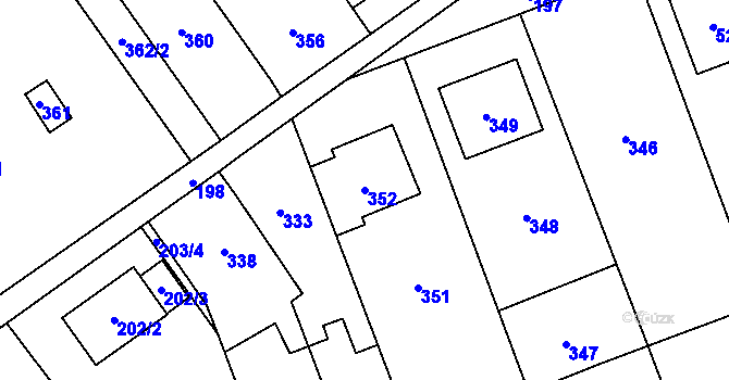 Parcela st. 352 v KÚ Čekyně, Katastrální mapa