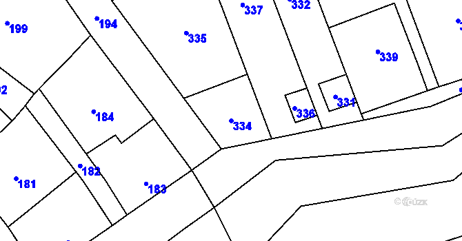 Parcela st. 334 v KÚ Čekyně, Katastrální mapa