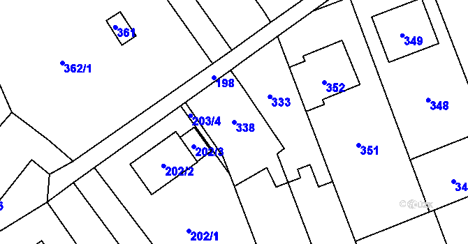 Parcela st. 338 v KÚ Čekyně, Katastrální mapa