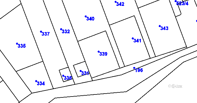 Parcela st. 339 v KÚ Čekyně, Katastrální mapa