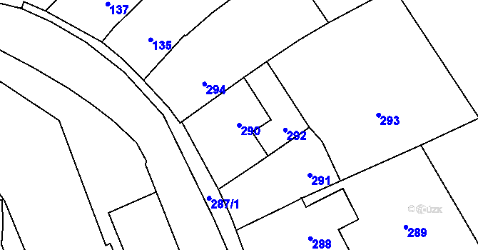 Parcela st. 290 v KÚ Čekyně, Katastrální mapa