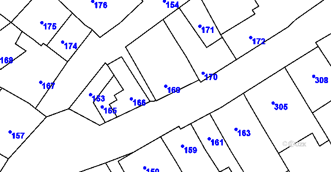 Parcela st. 169 v KÚ Čekyně, Katastrální mapa