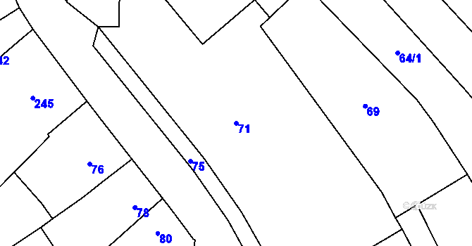 Parcela st. 71 v KÚ Čekyně, Katastrální mapa