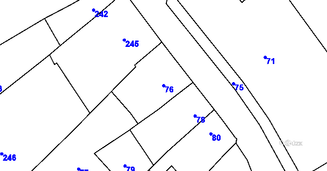 Parcela st. 76 v KÚ Čekyně, Katastrální mapa