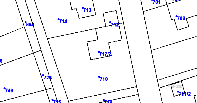Parcela st. 717/2 v KÚ Čekyně, Katastrální mapa