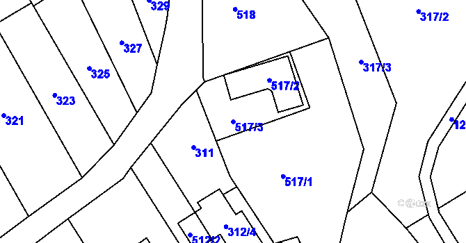 Parcela st. 517/3 v KÚ Čekyně, Katastrální mapa