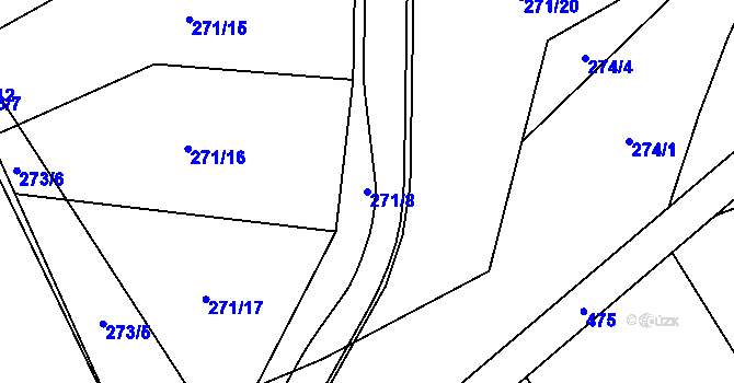 Parcela st. 271/8 v KÚ Čekyně, Katastrální mapa