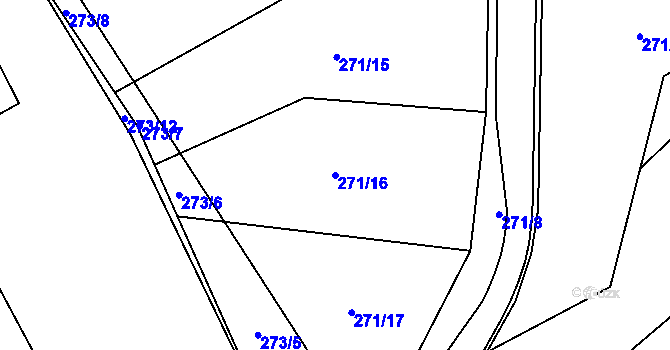 Parcela st. 271/16 v KÚ Čekyně, Katastrální mapa