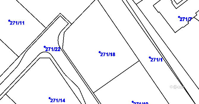 Parcela st. 271/18 v KÚ Čekyně, Katastrální mapa