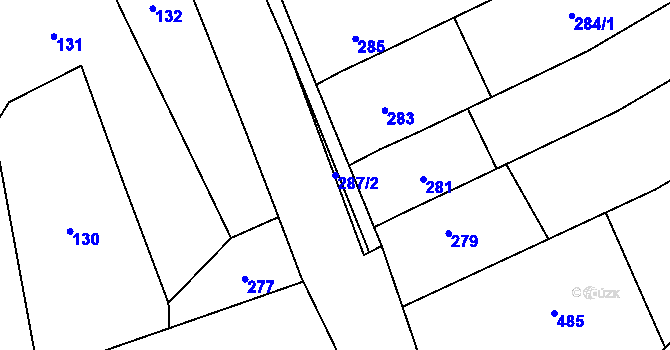 Parcela st. 287/2 v KÚ Čekyně, Katastrální mapa