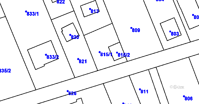 Parcela st. 815/1 v KÚ Čekyně, Katastrální mapa